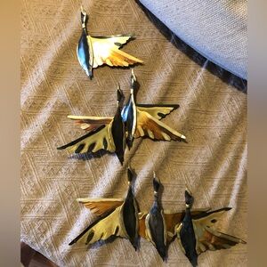 adorable vintage gold metal geeses wall hanging decoration (3 pieces) 14-10-5”